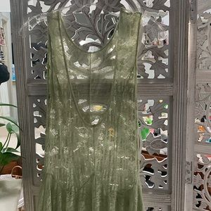 Beautiful Sheer Deep Cut Sleeveless Layered Dress. Size L